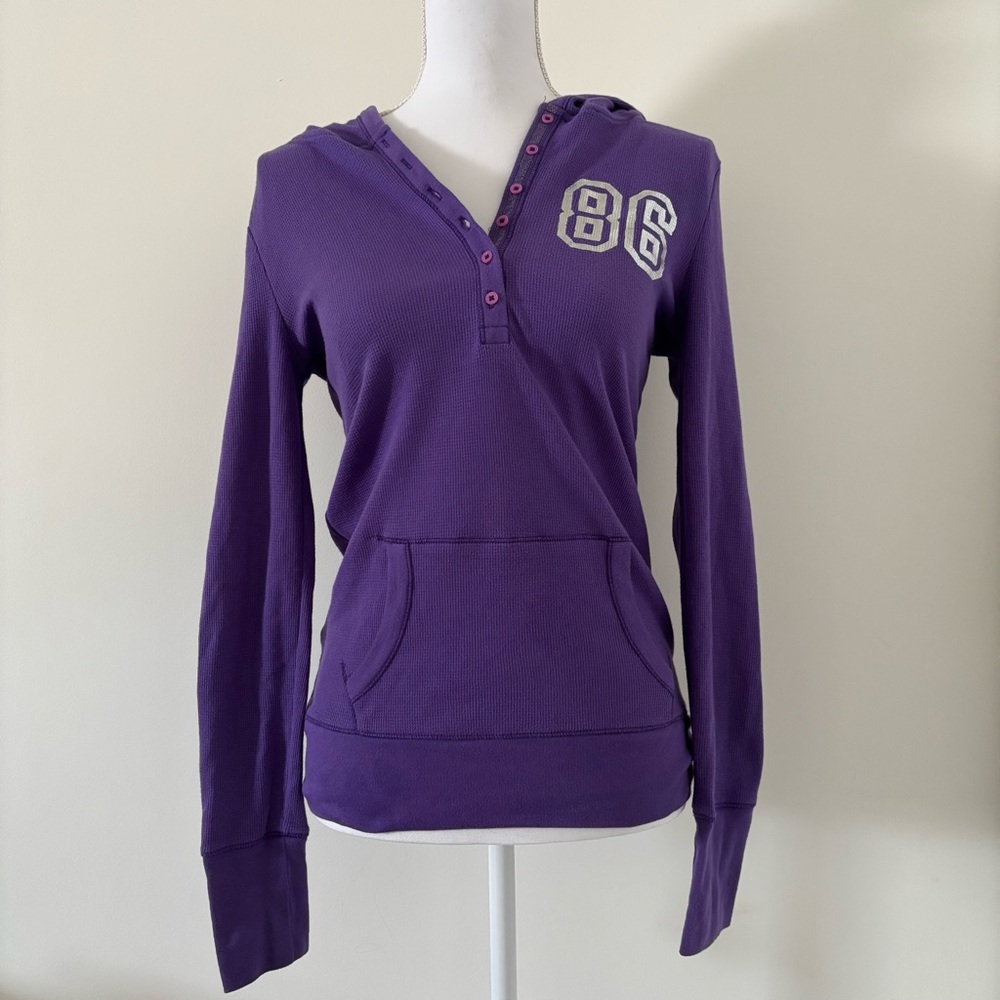 NWT Vintage 00s Y2K PINK Victoria's Secret Purple Hoodie with 86 Graphic